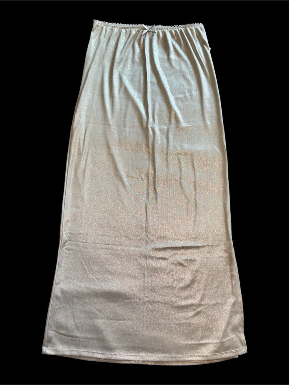 NWT 5B Style Silver Metallic Shimmer Maxi Skirt Women's Medium Y2K Side Slit